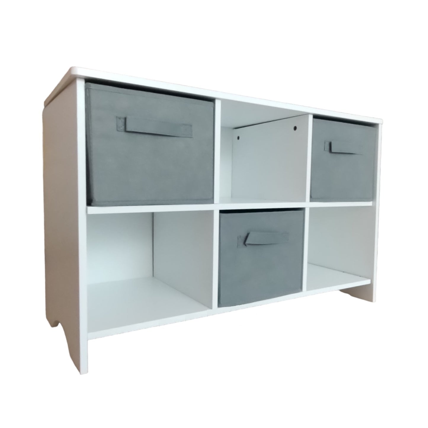 Children's wooden chest of drawers with 6 textile drawers - WHITE/GREY