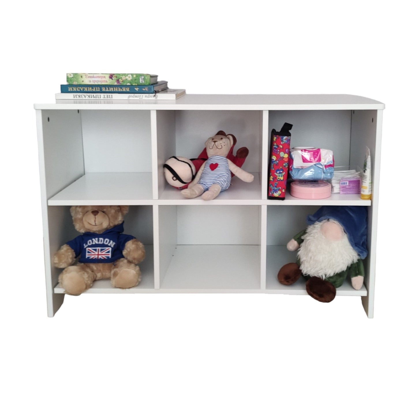 Children's wooden chest of drawers with 6 textile drawers - WHITE/GREY
