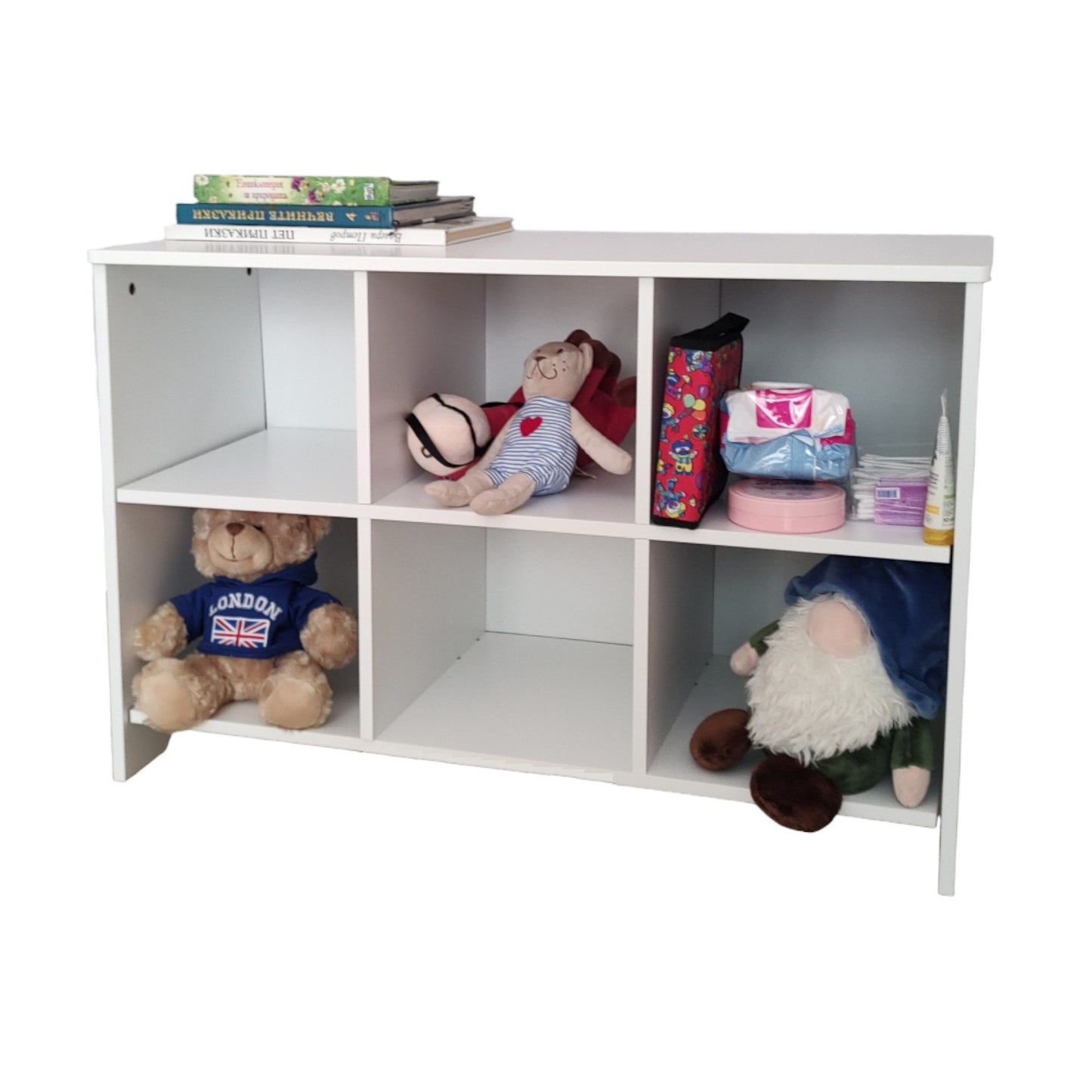 Children's wooden chest of drawers with 6 textile drawers - WHITE/GREY