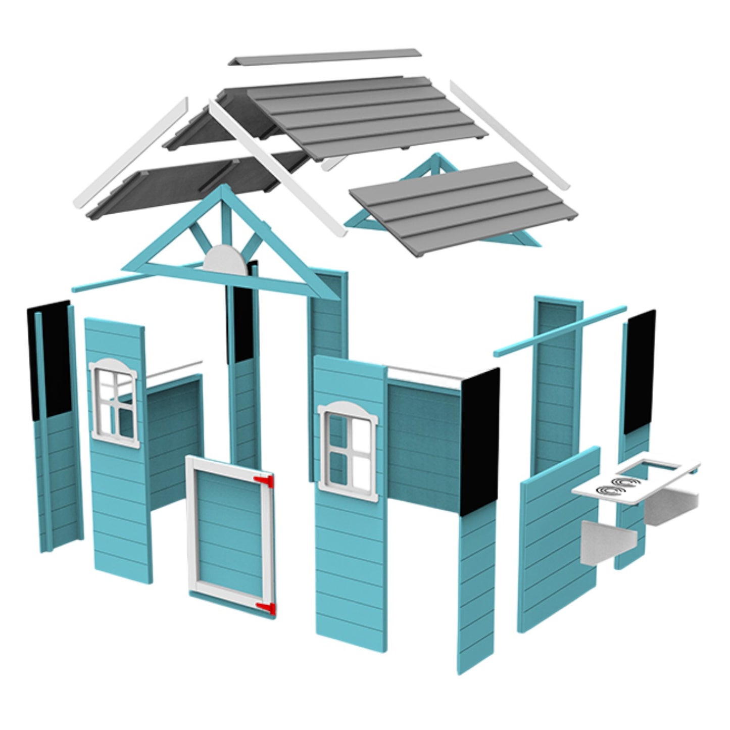 Монтажна схема на детска дървена къща за игра GINGER HOME с кухня