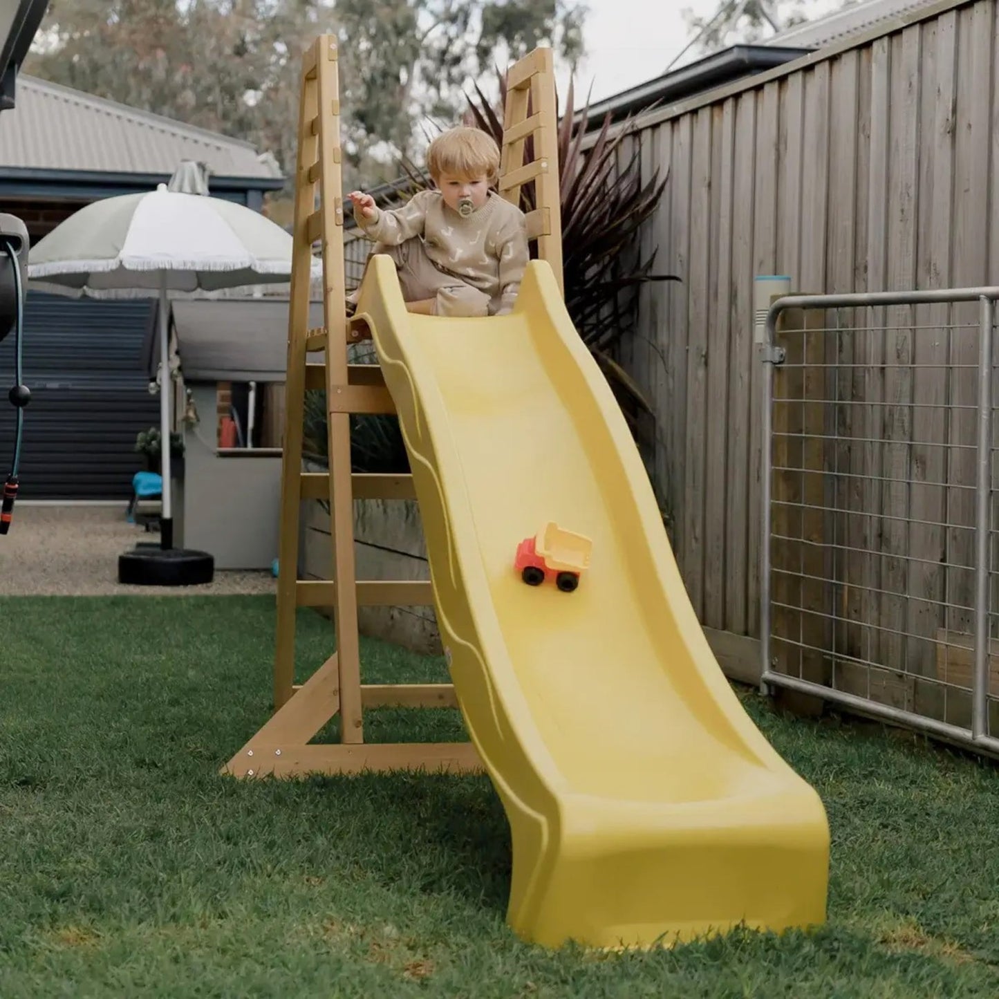 Детска Дървена Катерушка с Пързалка 2.2 м GINGER HOME, За Игра на Двора