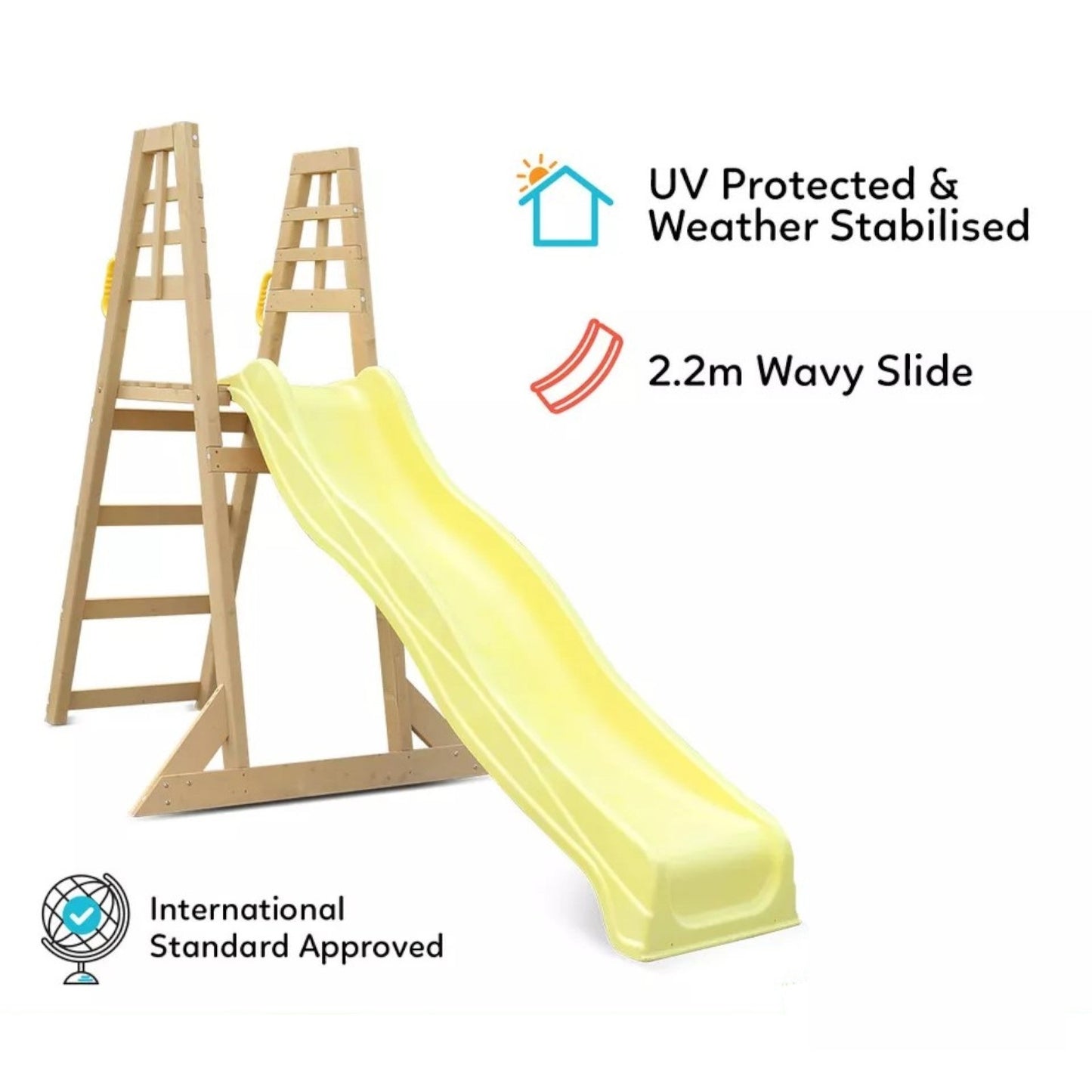 Детска Дървена Катерушка с Пързалка 2.2 м GINGER HOME, За Игра на Двора
