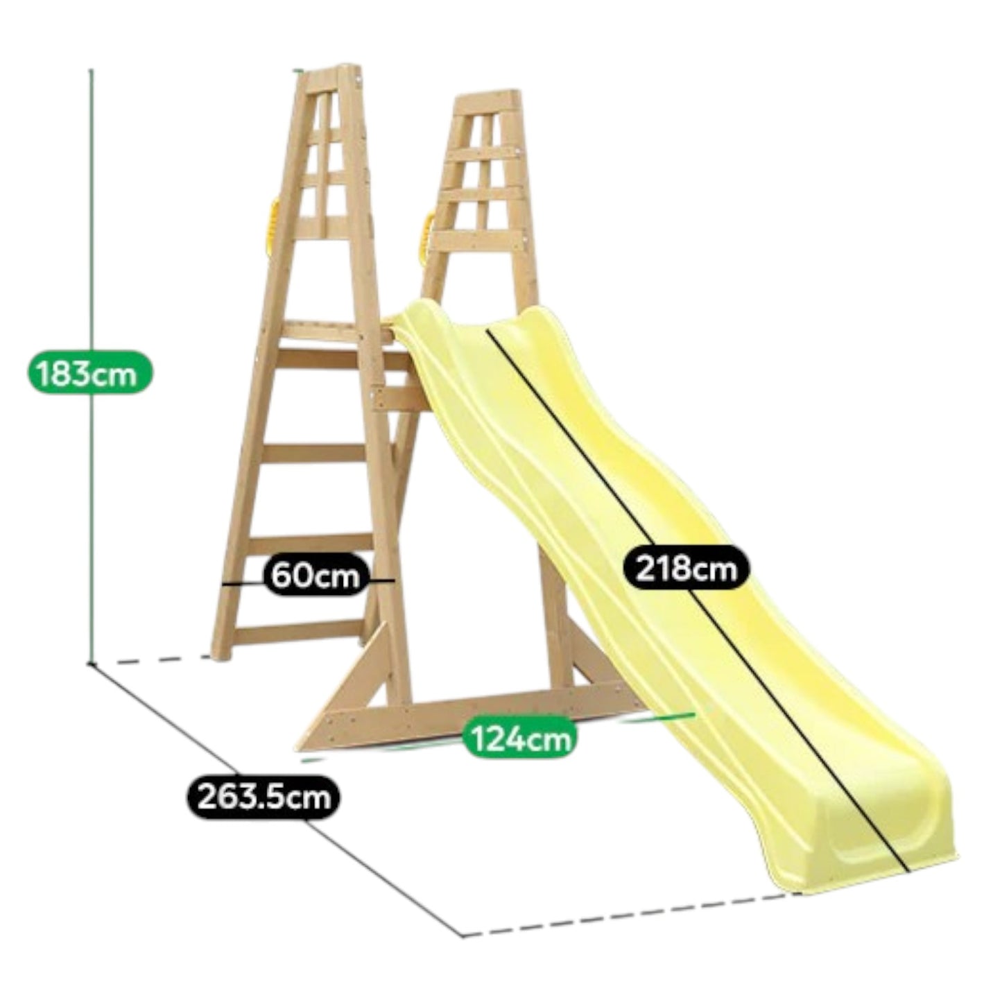 Детска Дървена Катерушка с Пързалка 2.2 м GINGER HOME, За Игра на Двора
