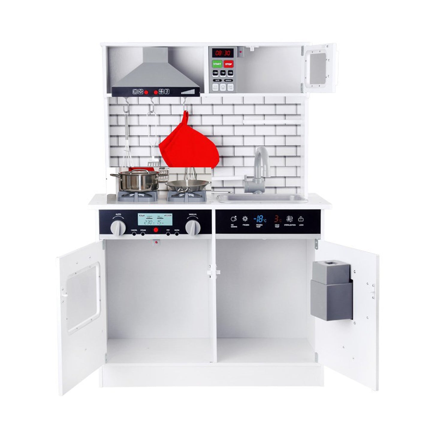 Детска Дървена Кухня GINGER HOME със Звук, Светлина, Бяла W10C493J