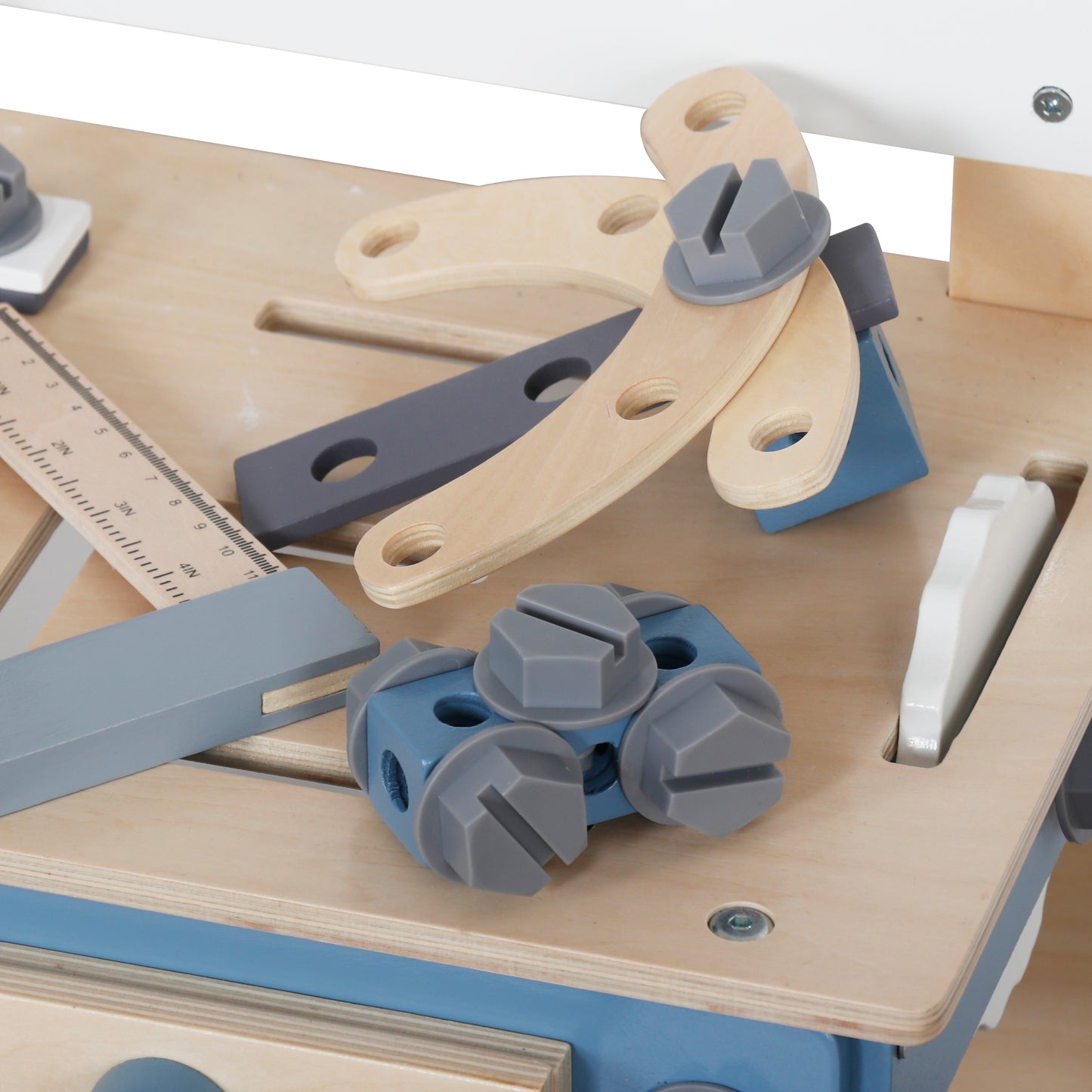 Детска Дървена Работилница с Инструменти, GINGER HOME, Синя, 46х26х67cm