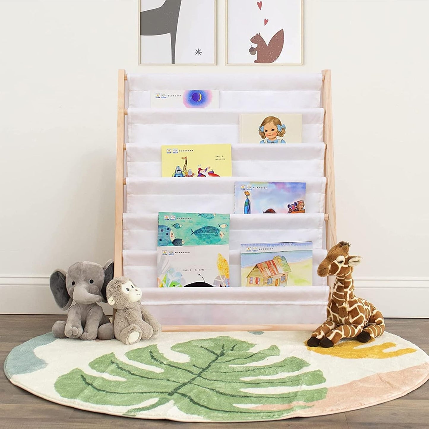 Wooden children's organizer with shelves for toys and books - DOGS