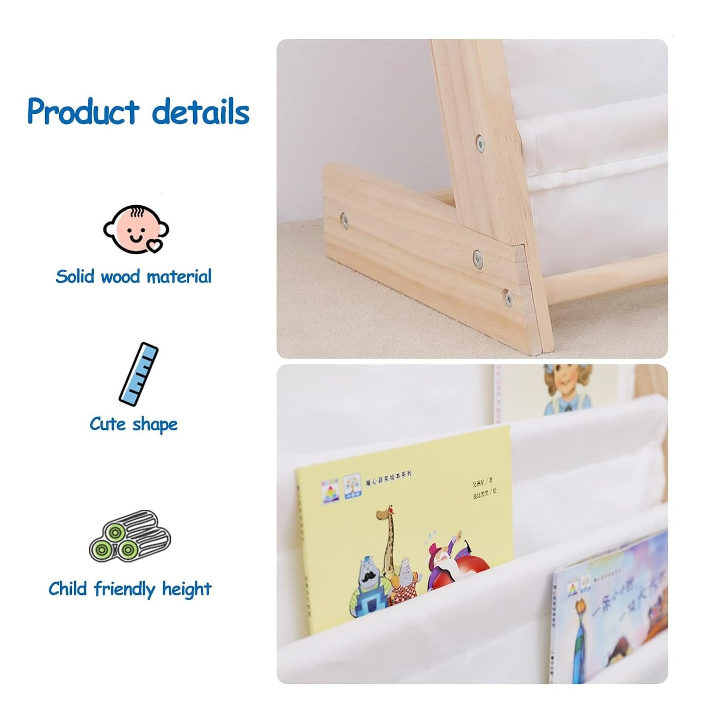 Wooden children's organizer with shelves for toys and books - DOGS
