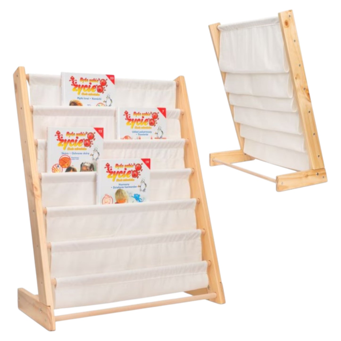 Wooden children's organizer with shelves for toys and books - DOGS