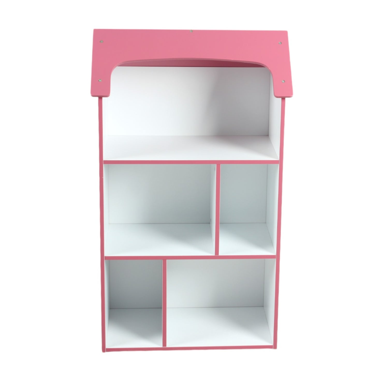 Детска етажерка GINGER HOME - Къщичка SUPER GIRL, Розова за съхранение на играчки и книжки