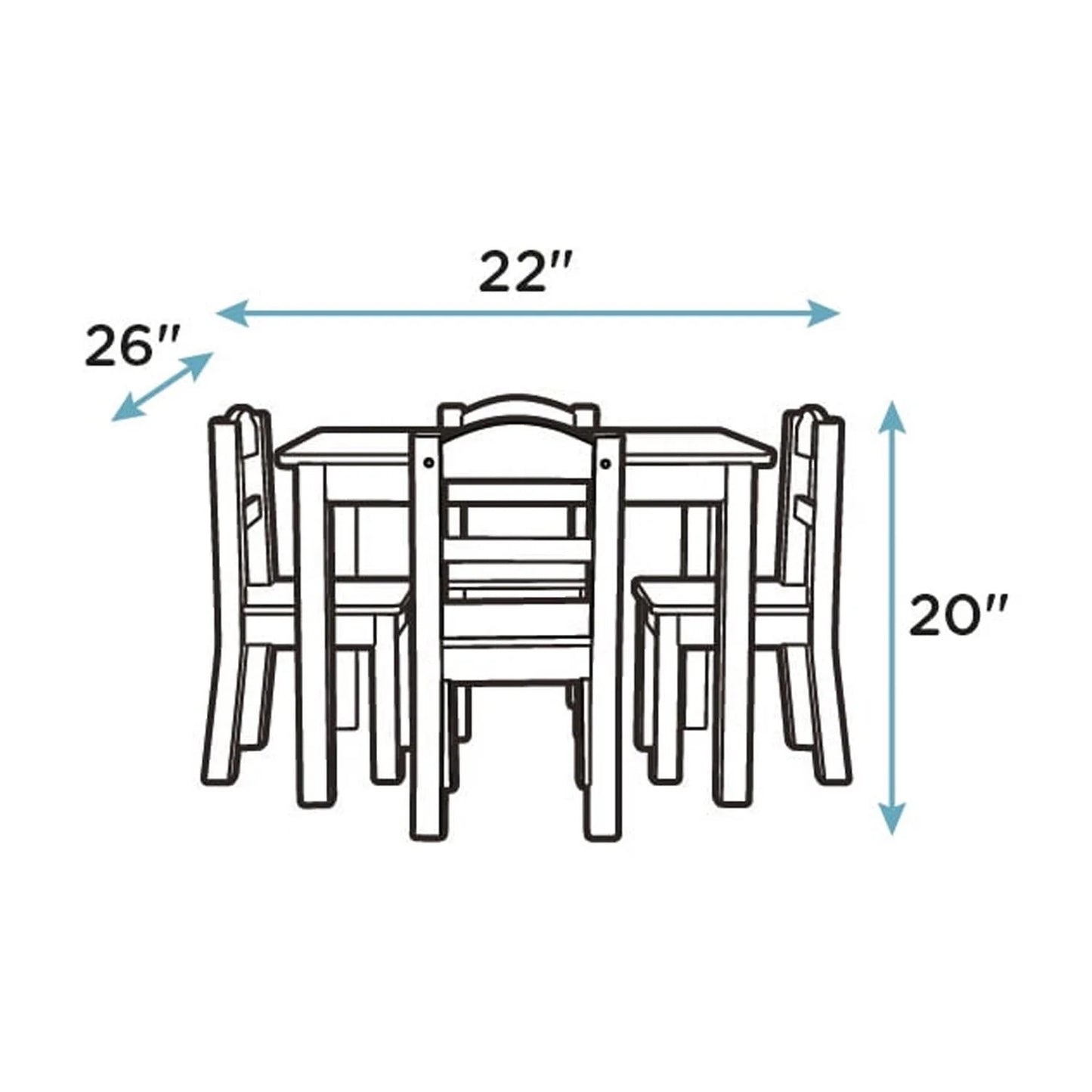 Детска маса с 4 столчета GINGER HOME схема
