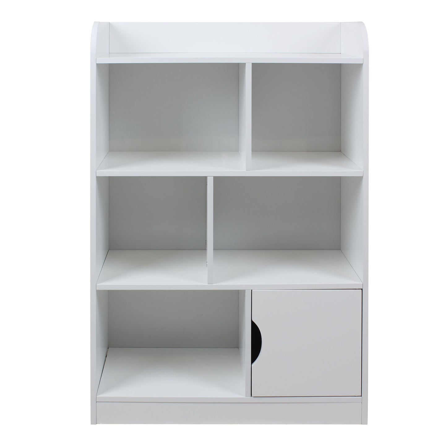 Children's wooden shelf 4 levels with a door - WHITE