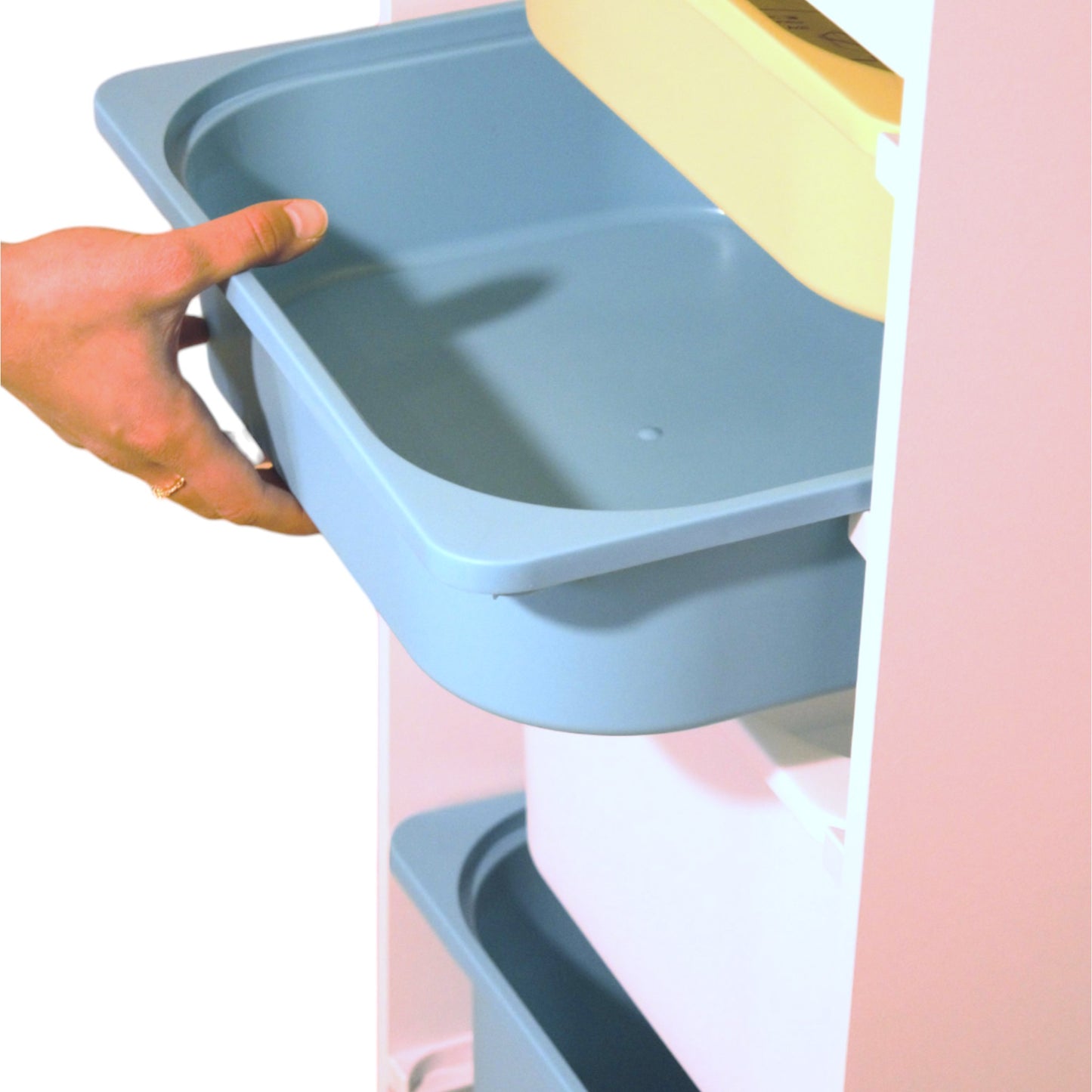 Детски Шкаф GINGER HOME, Етажерка за Играчки с 4 Кутии за Съхранение, Бял