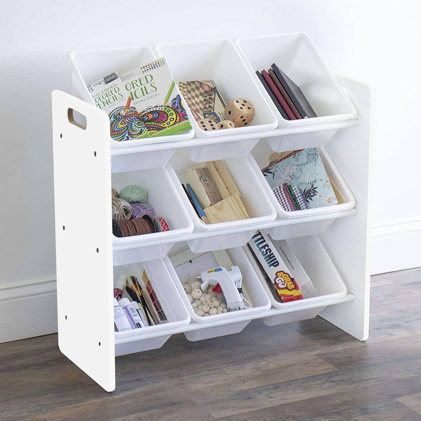 Етажерка за играчки GINGER HOME с 9 Кутии за Съхранение WHITE JWTR-3006