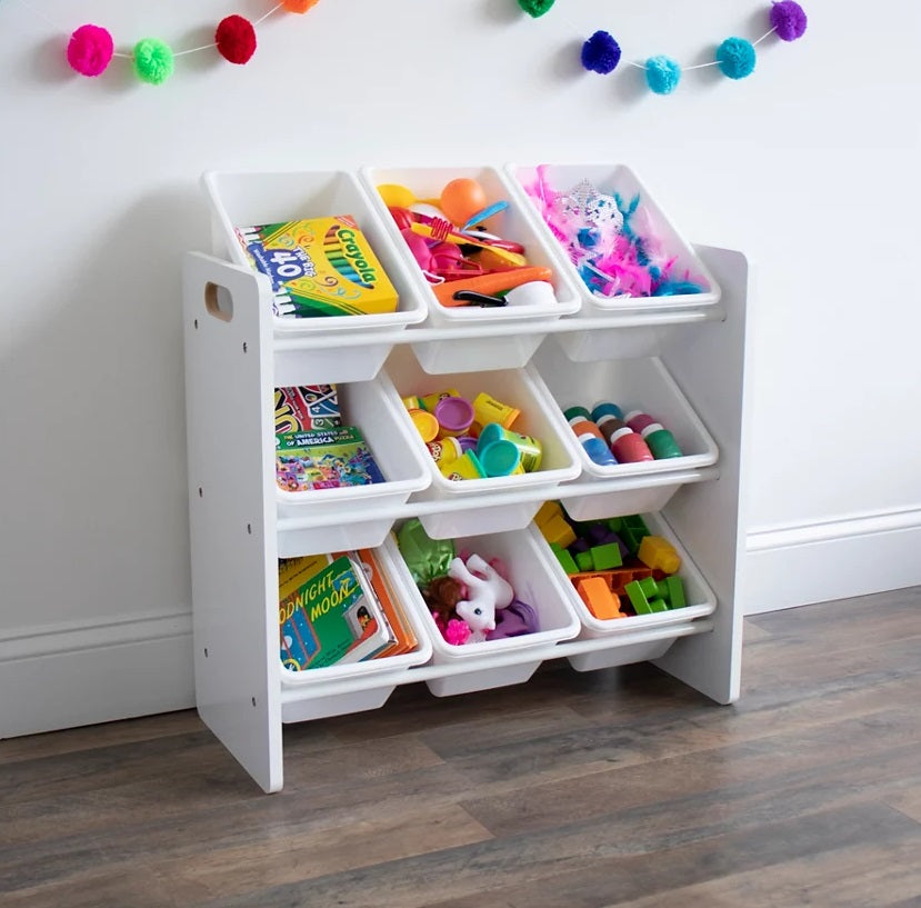 Етажерка за играчки GINGER HOME с 9 Кутии за Съхранение WHITE JWTR-3006