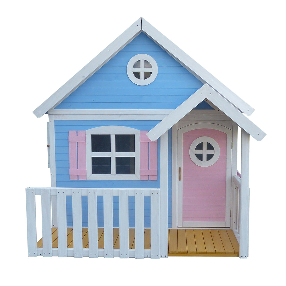 Голяма Дървена Детска Къща с Веранда GINGER HOME, 194x229x210 см, за Игри и Забавления на Открито