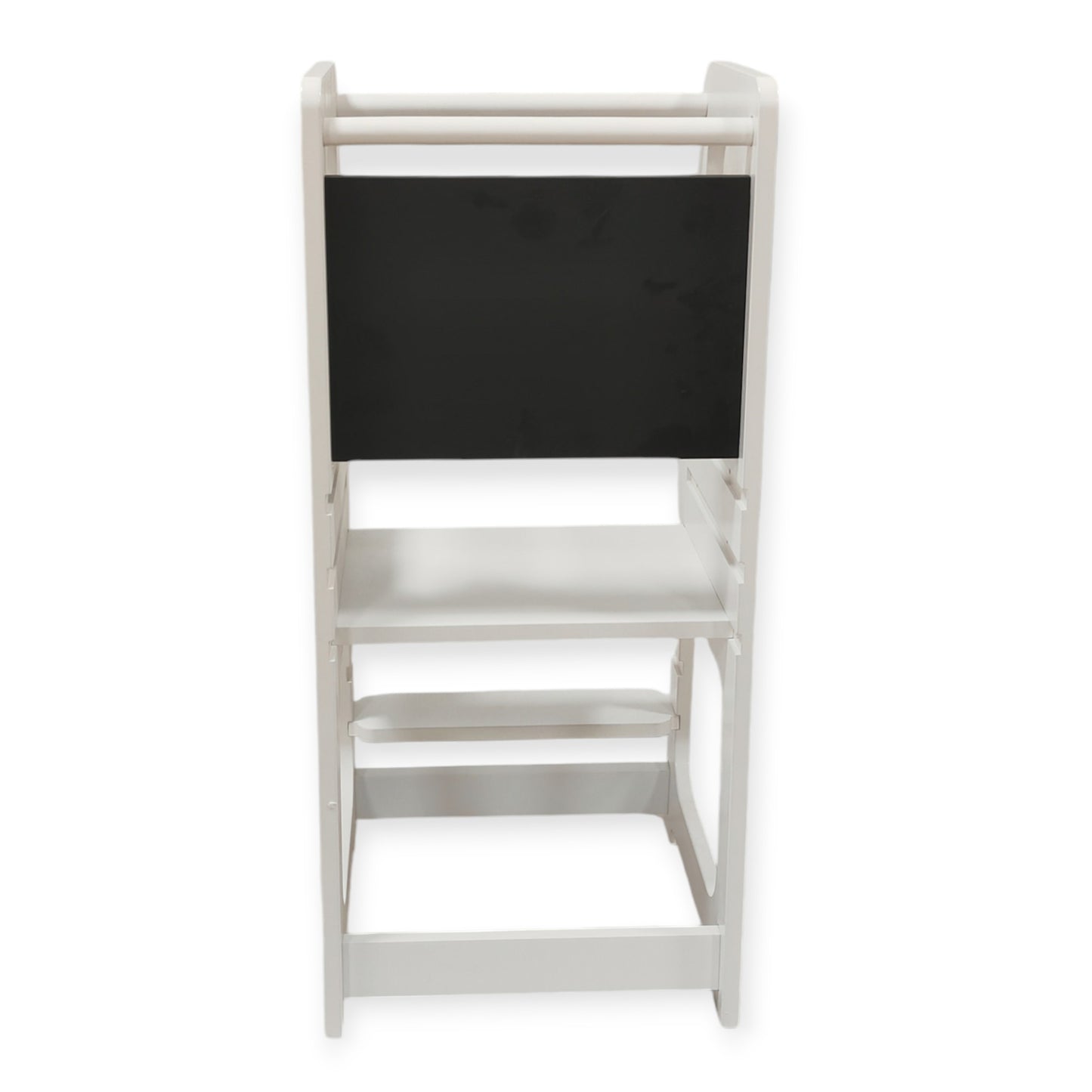 Монтесори Кула GINGER HOME, Образователно Столче с Черна Дъска и Регулируема Височина, Бяла, за Деца от 1-4 години