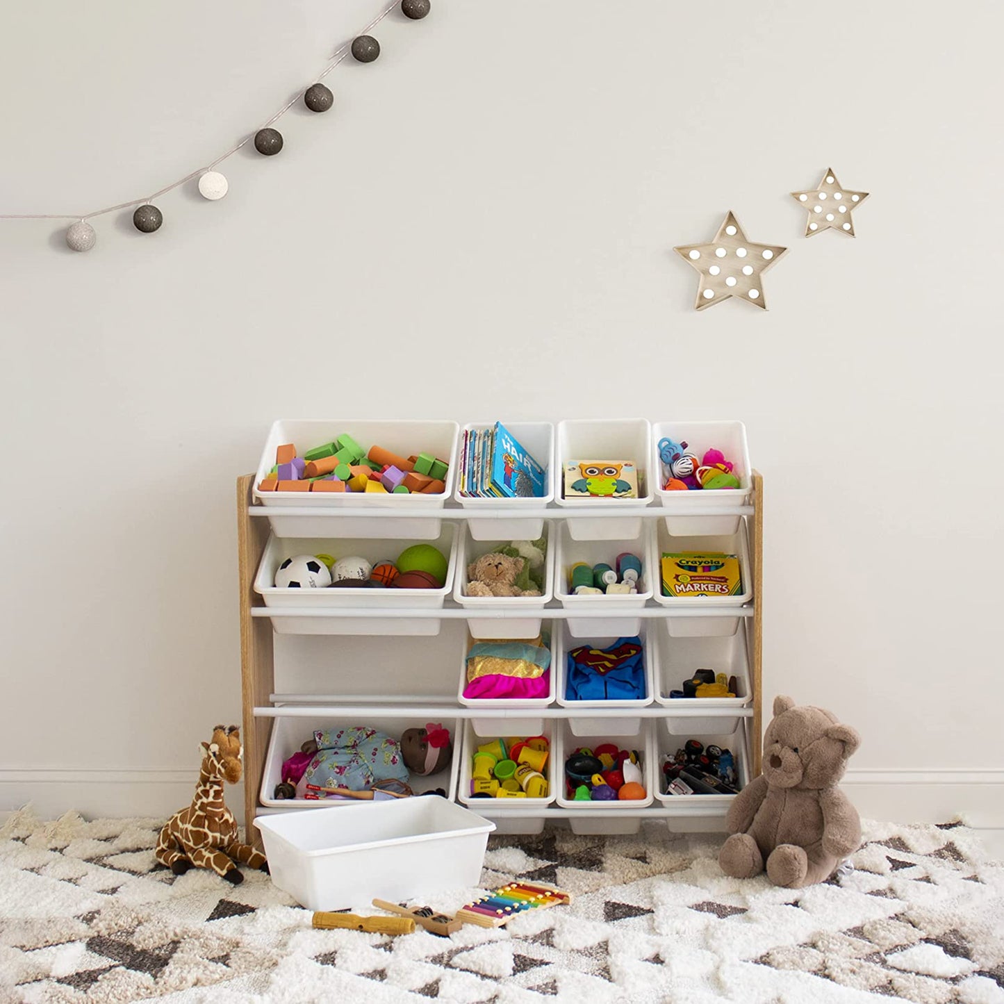 Органайзер за Детски Играчки GINGER HOME дърво и бяло JWTR-3278