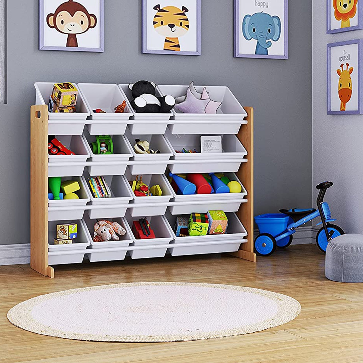 Органайзер за Детски Играчки GINGER HOME дърво и бяло JWTR-3278