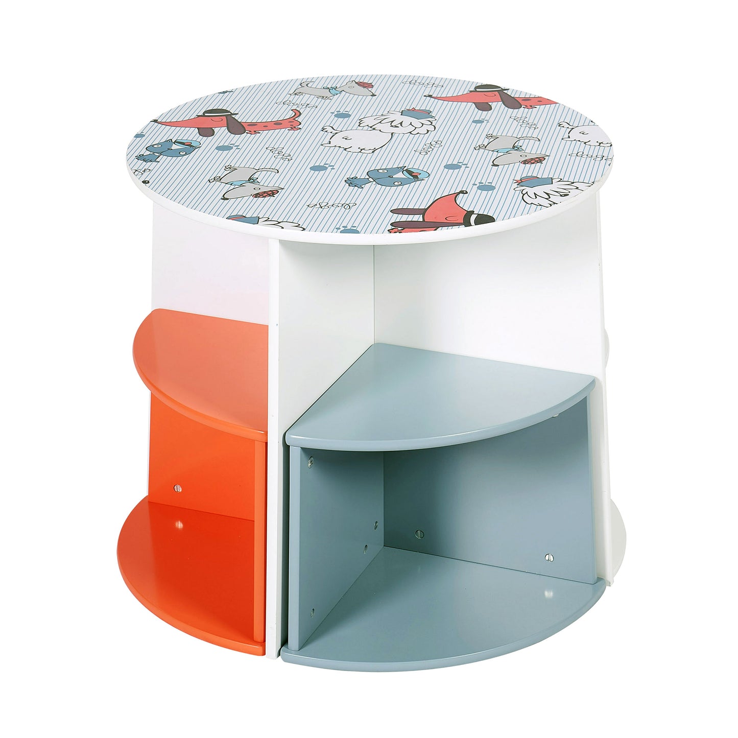 Wooden children's round table with 4 stable chairs and compact design - DOGS