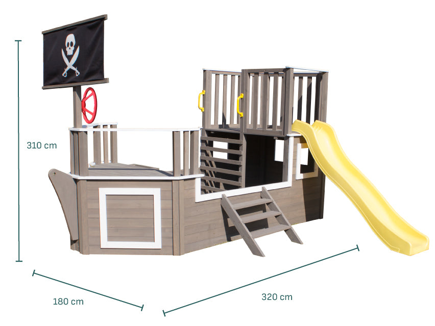 детска дървена катерушка пиратски кораб размери
