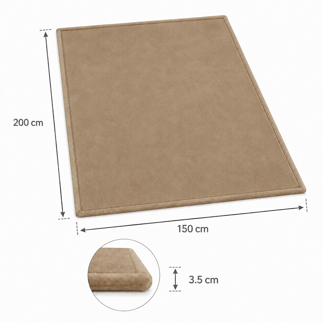  Детски мемори килим GINGER HOME LOLLA 150x200 см с показана дебелина 3,5 см и размери на продукта. 