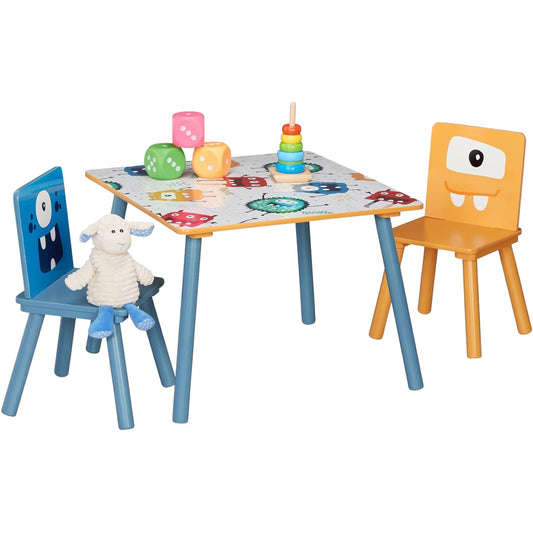 Children's set of wooden table with 2 chairs - GHOUSTS