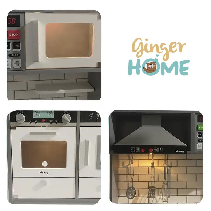 Детска Дървена Кухня GINGER HOME със Звук, Светлина, Бяла W10C493J