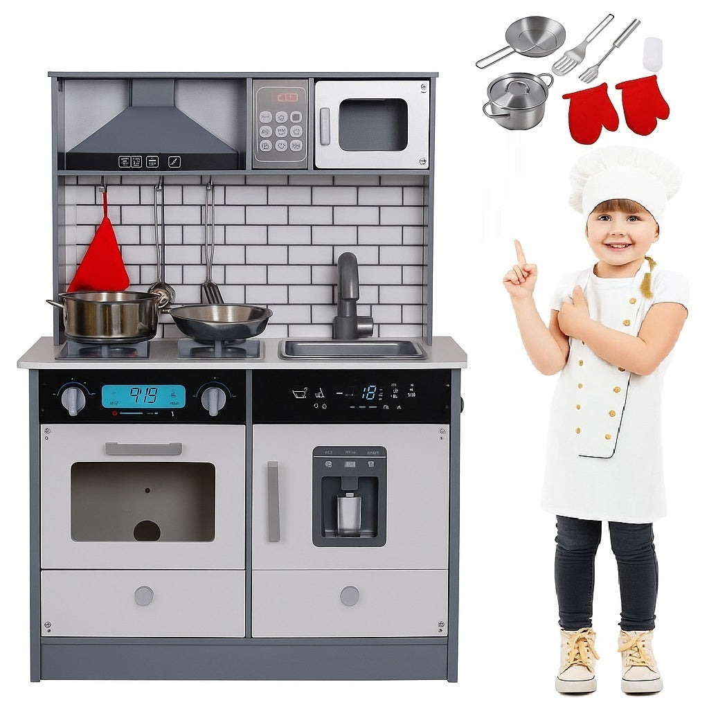 Детска Дървена Кухня GINGER HOME със Звук, Светлина, Бяла W10C493J