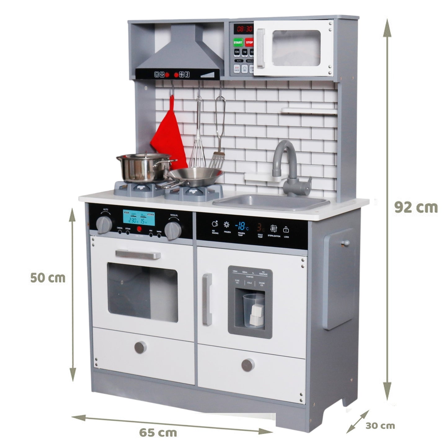 Детска Дървена Кухня GINGER HOME със Звук, Светлина, Бяла W10C493J