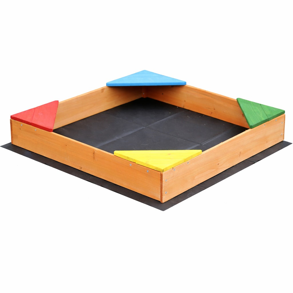 Дървен детски пясъчник GINGER HOME – конструкция с 4 ъглови седалки