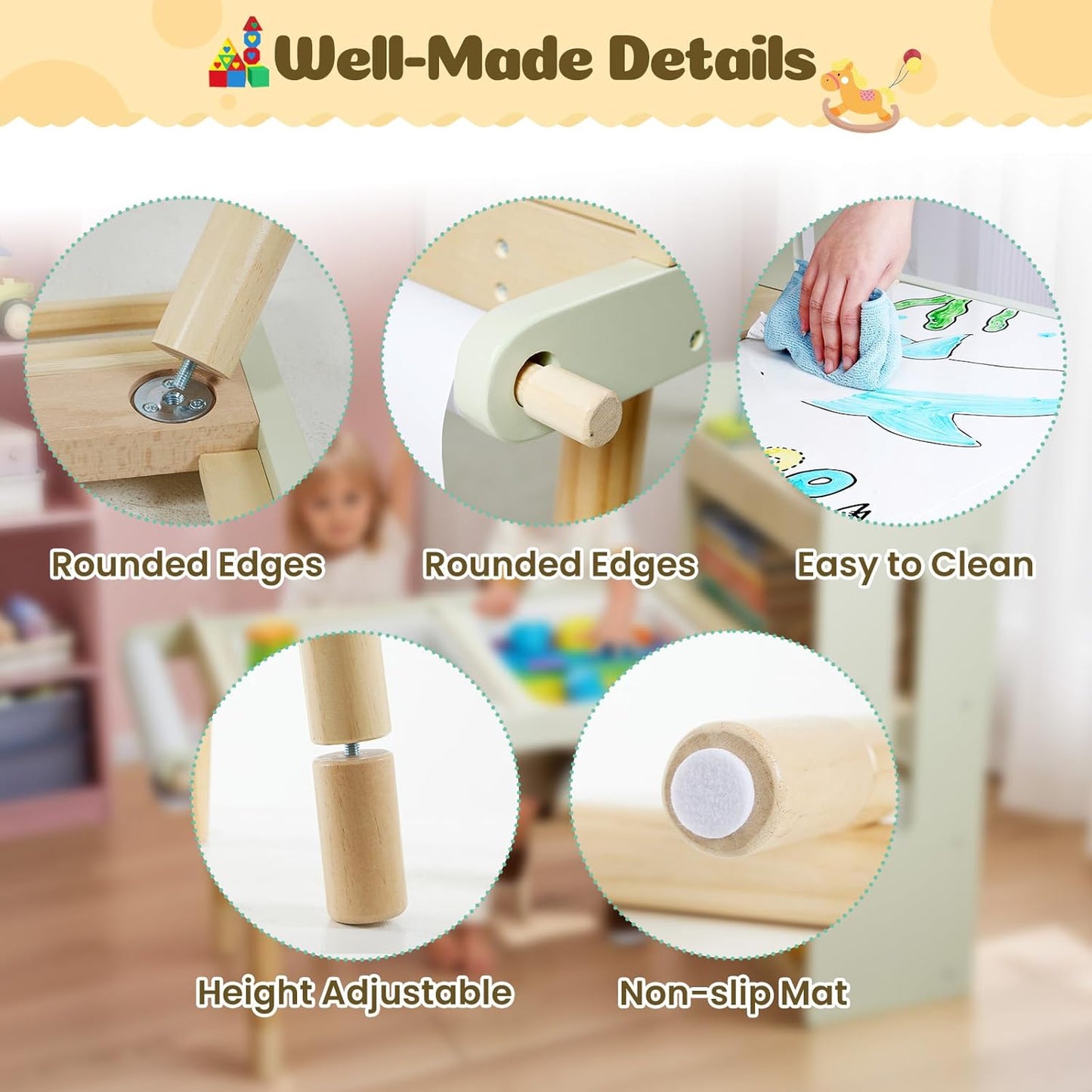 Сензорни контейнери за детска маса GINGER HOME за игра с пясък, вода и конструктори