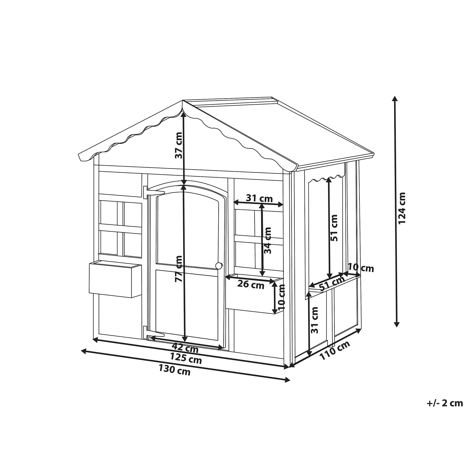 Техническа схема на детска дървена къщичка за игра GINGER HOME