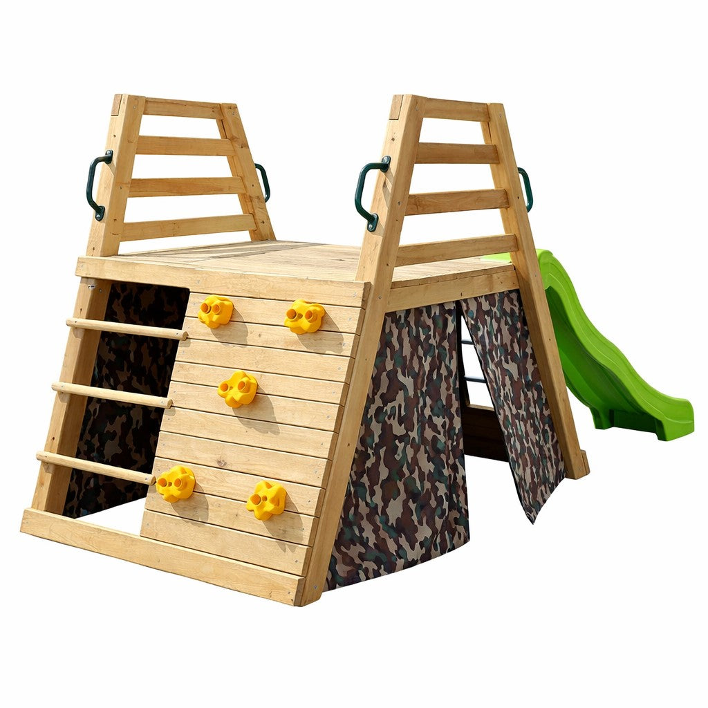 Детска дървена катерушка с пързалка GINGER HOME – заден изглед на конструкцията