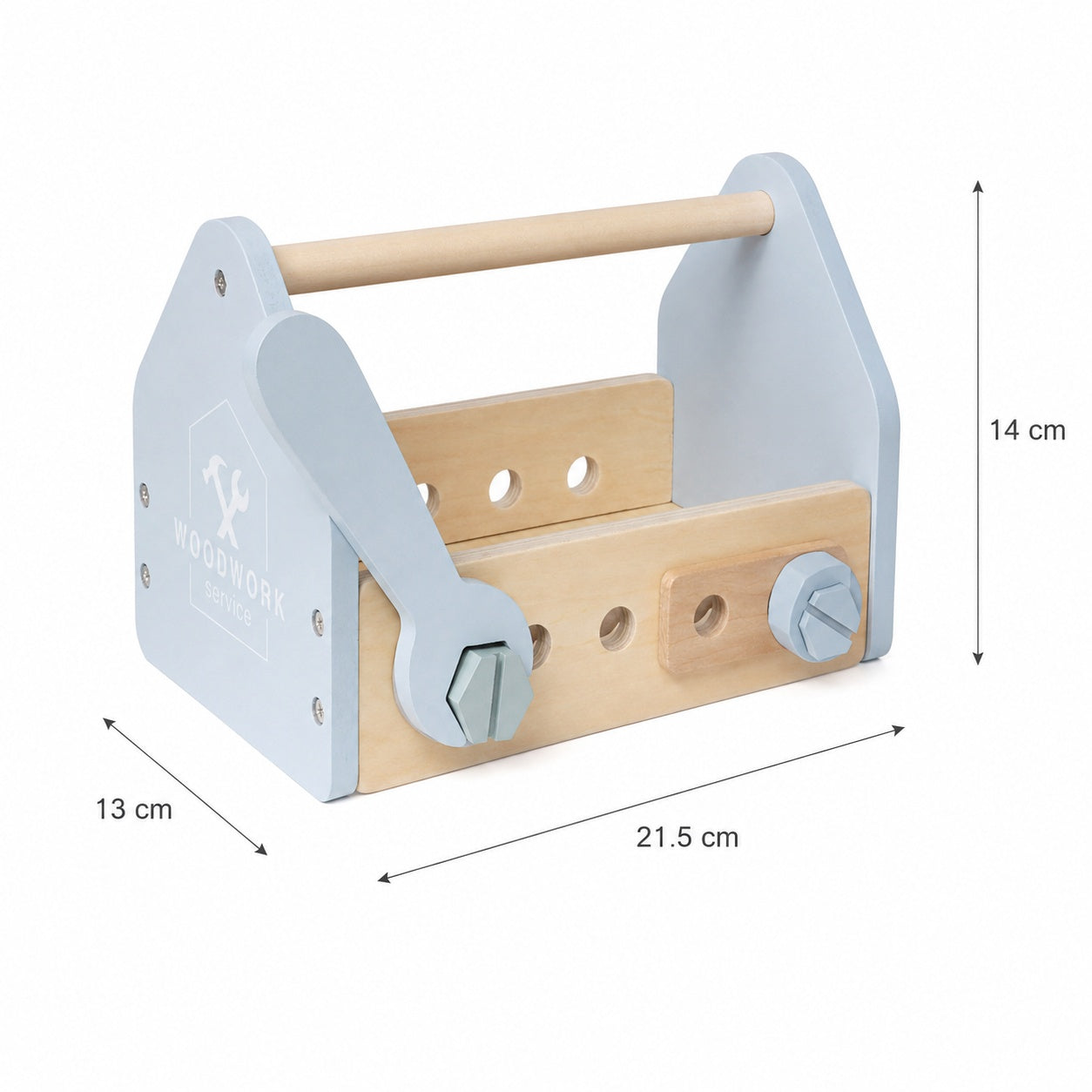 Размери на детска дървена кутия с инструменти GINGER HOME – 22x13x14 см