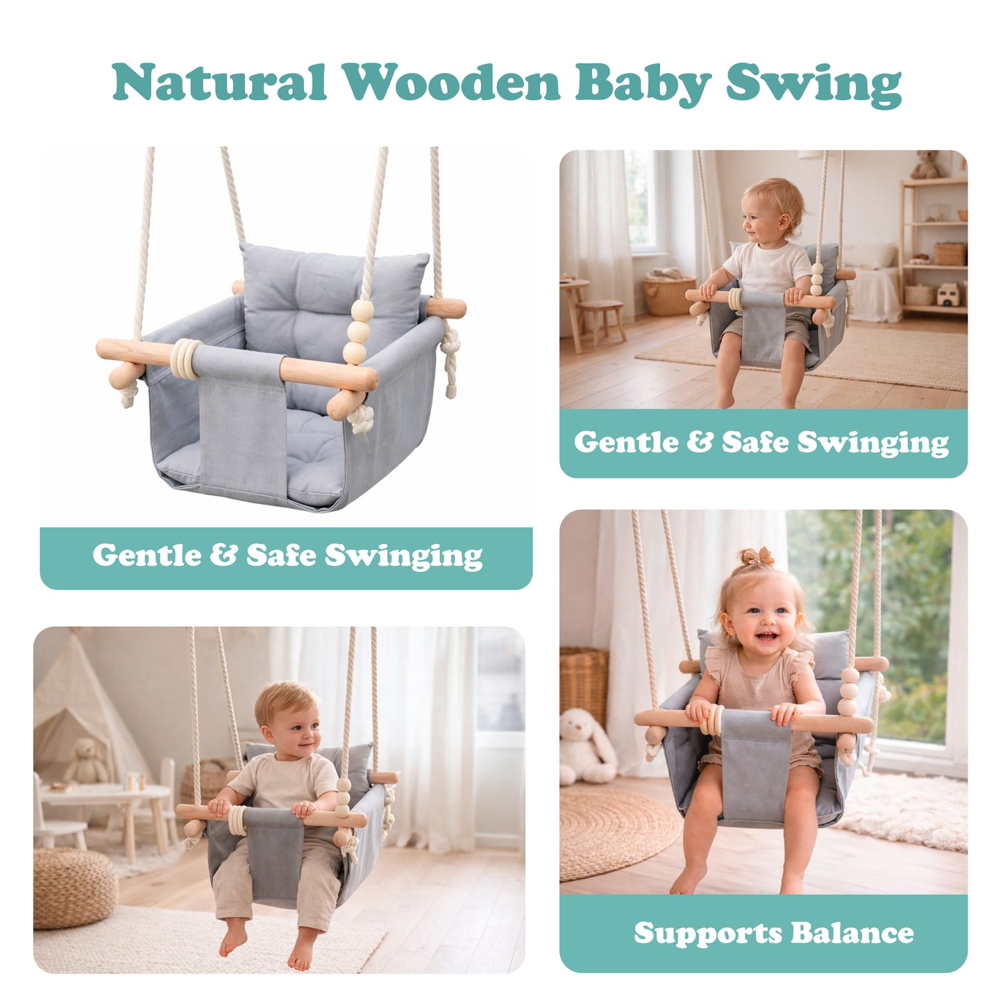 Предимства на детска дървена люлка GINGER HOME Scandi