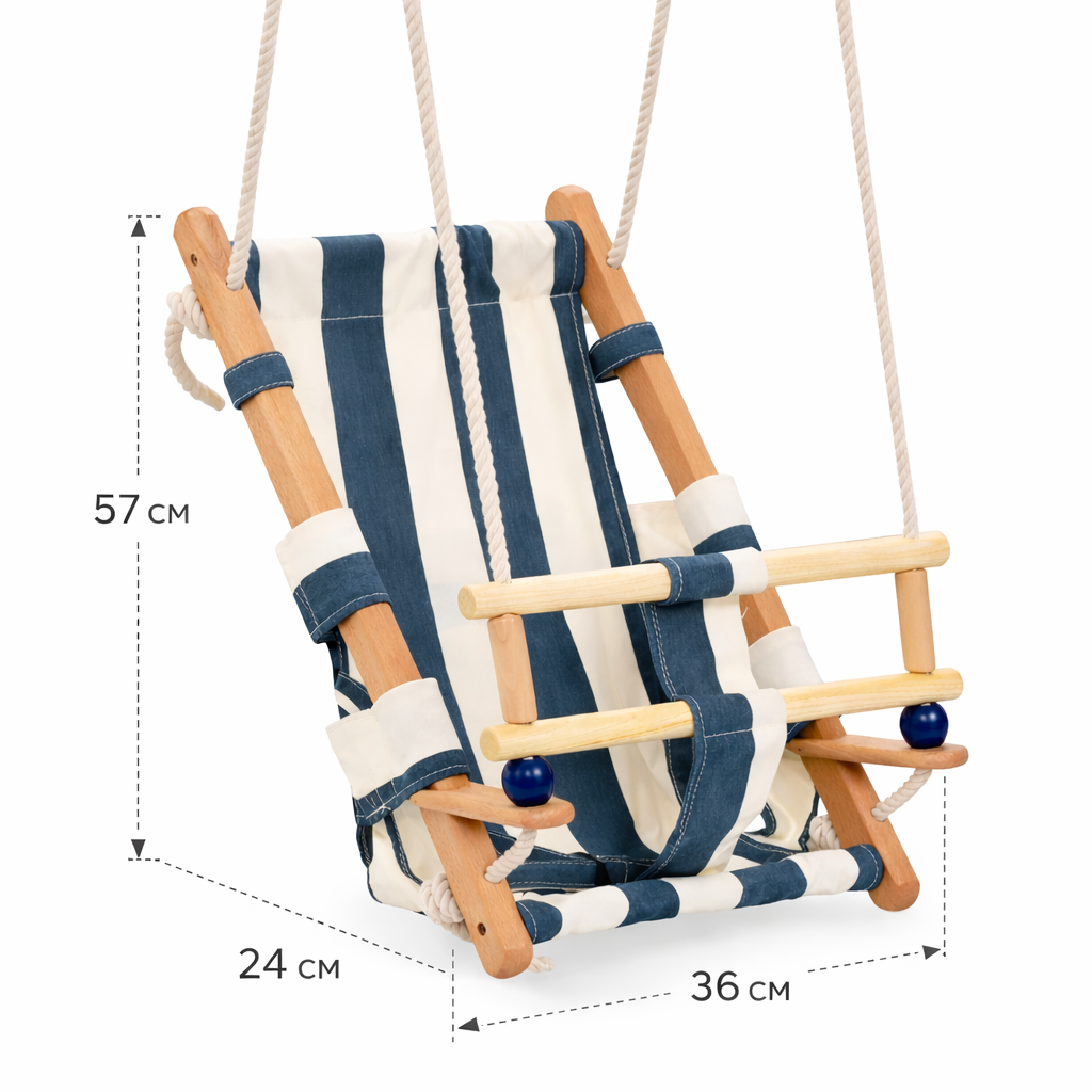 Размери и схема на детска дървена люлка тип шезлонг GINGER HOME
