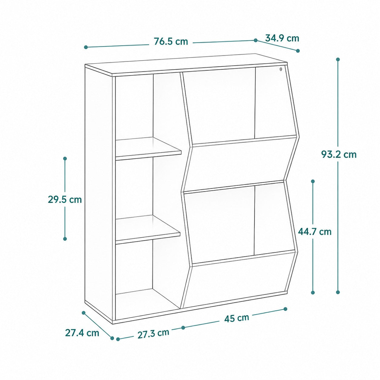 Размери на детска етажерка GINGER HOME JWTR-3247