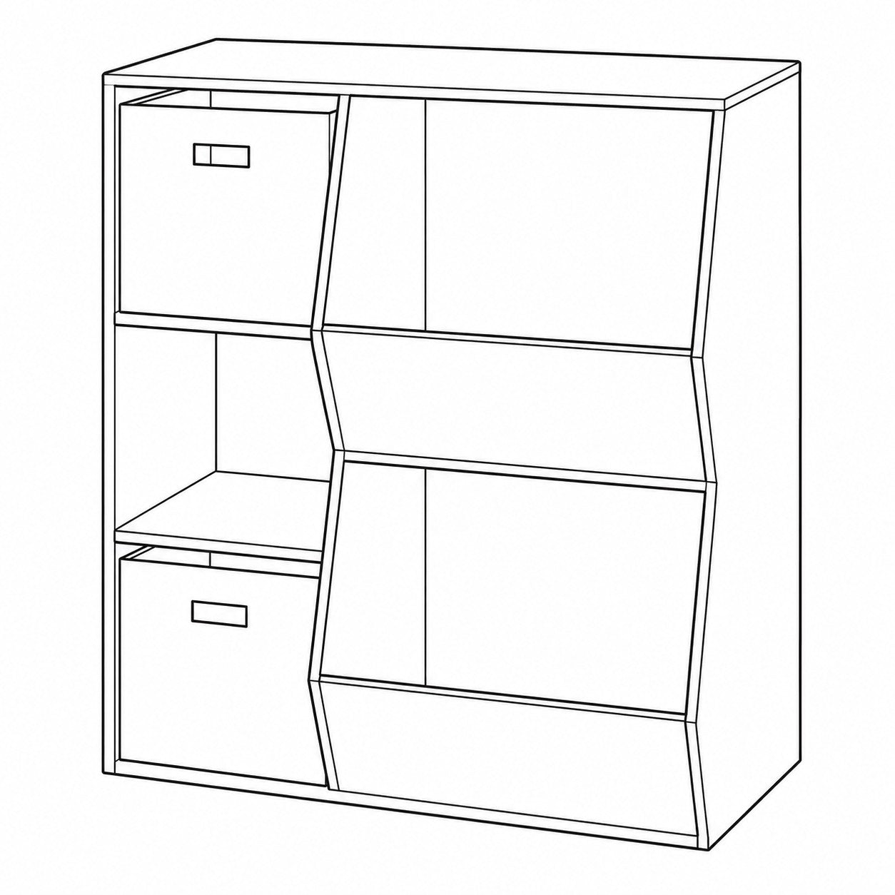 Детска Етажерка GINGER HOME, Органайзер за Книги и Играчки с 2 Текстилни Кутии, Бяла, 76.5×35×93 см