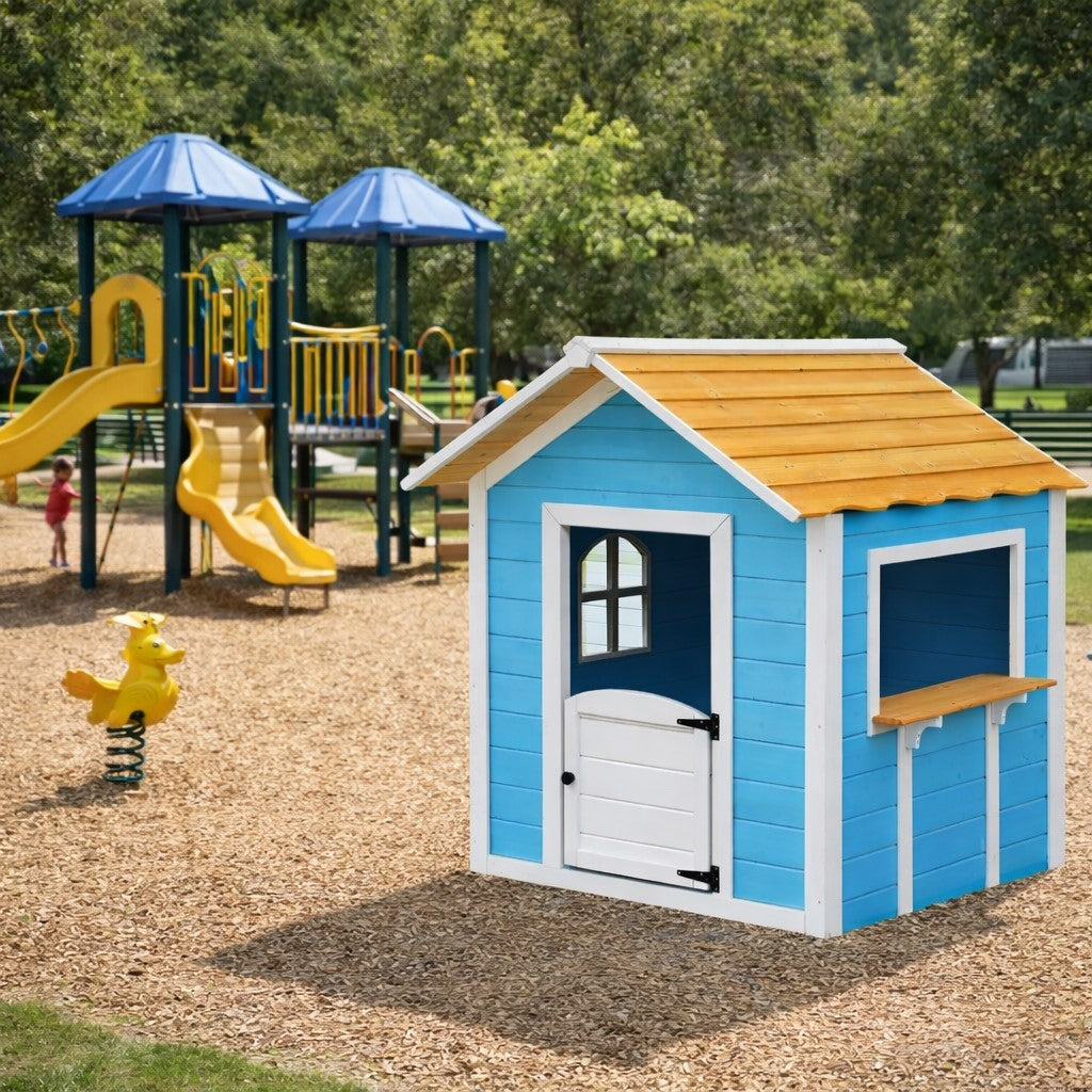 Детска къщичка за игра GINGER HOME синя с деца