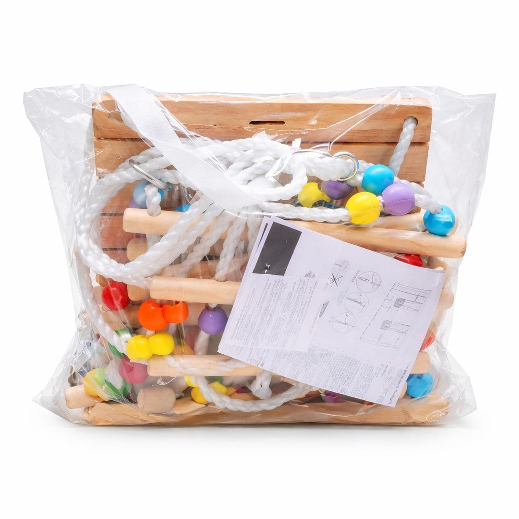 Комплект детска дървена люлка GINGER HOME в опаковка, включени въжета и инструкции