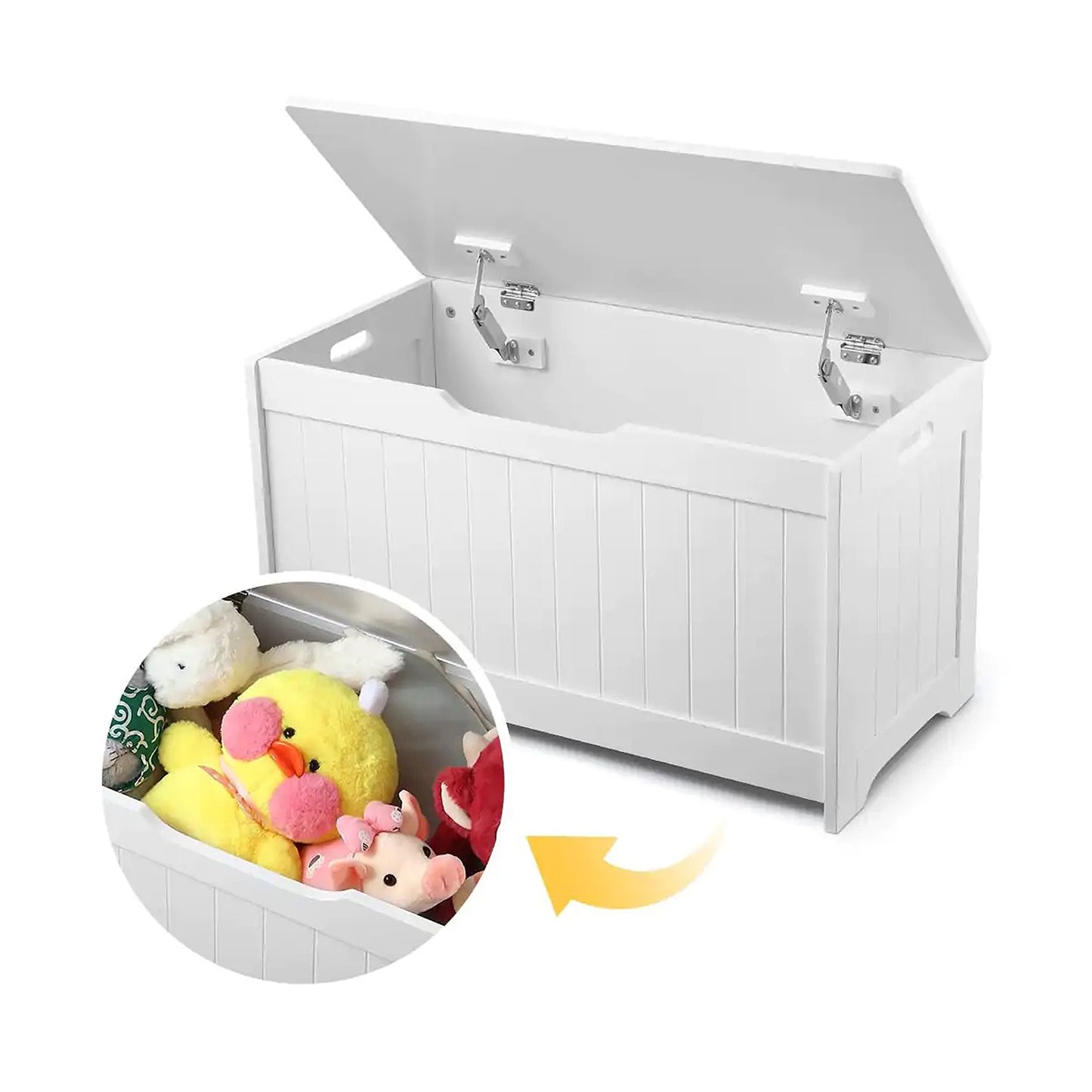 Детска Ракла за Играчки и Пейка 2 в 1 GINGER HOME Дървена JWTR-3086 WHITE