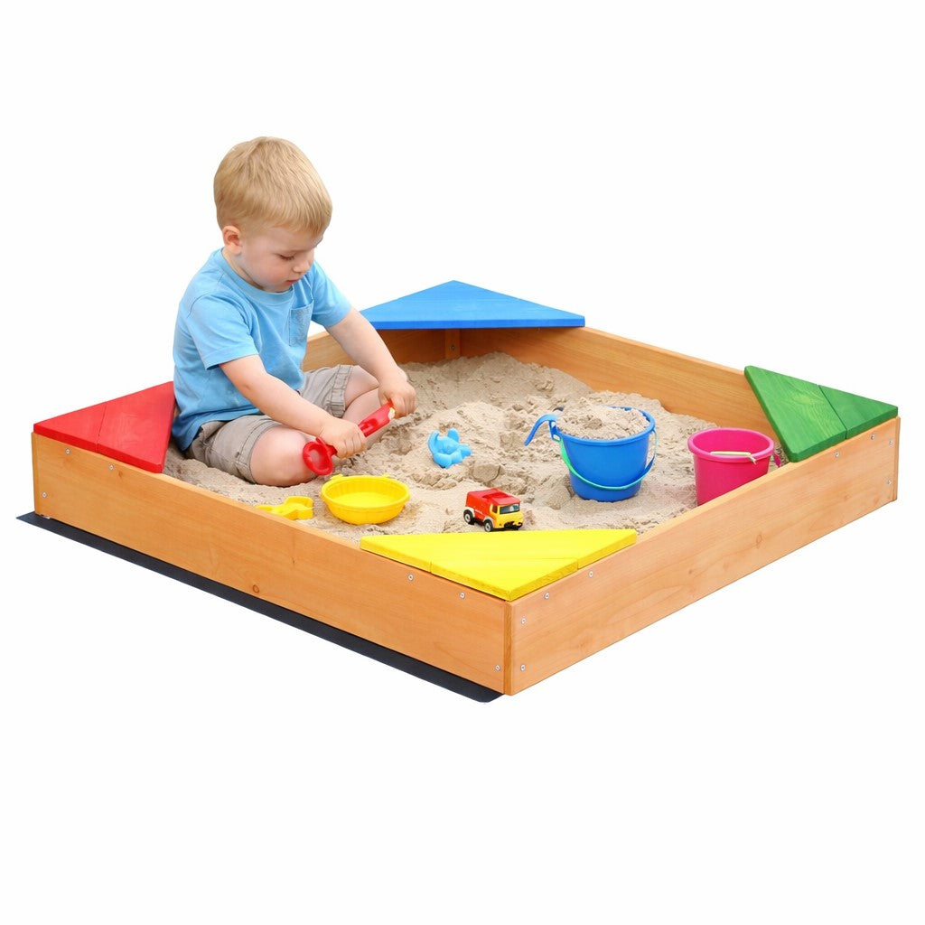 Детски дървен пясъчник GINGER HOME с едно дете, игра с пясък на открито