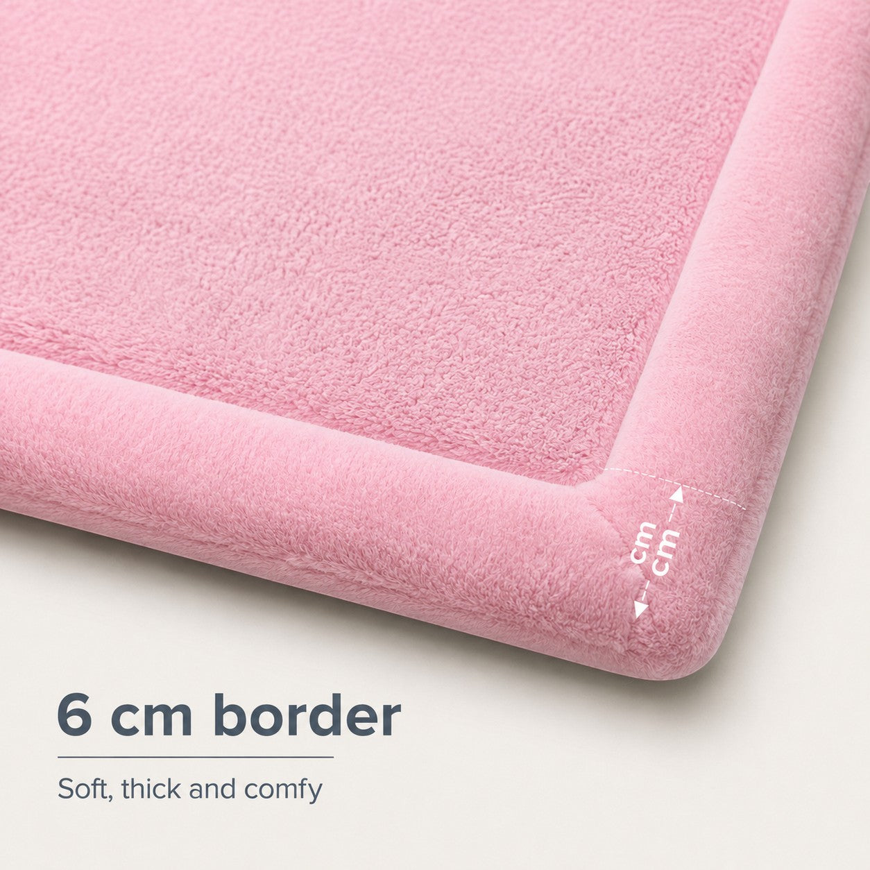 Детски Мемори Килим Ginger Home LOLLA, 150x200 См, 3,5 См Дебелина, Кадифено Мек Водоустойчив Горен Слой, Мемори Пяна, Противохлъзгаща Основа, Розов
