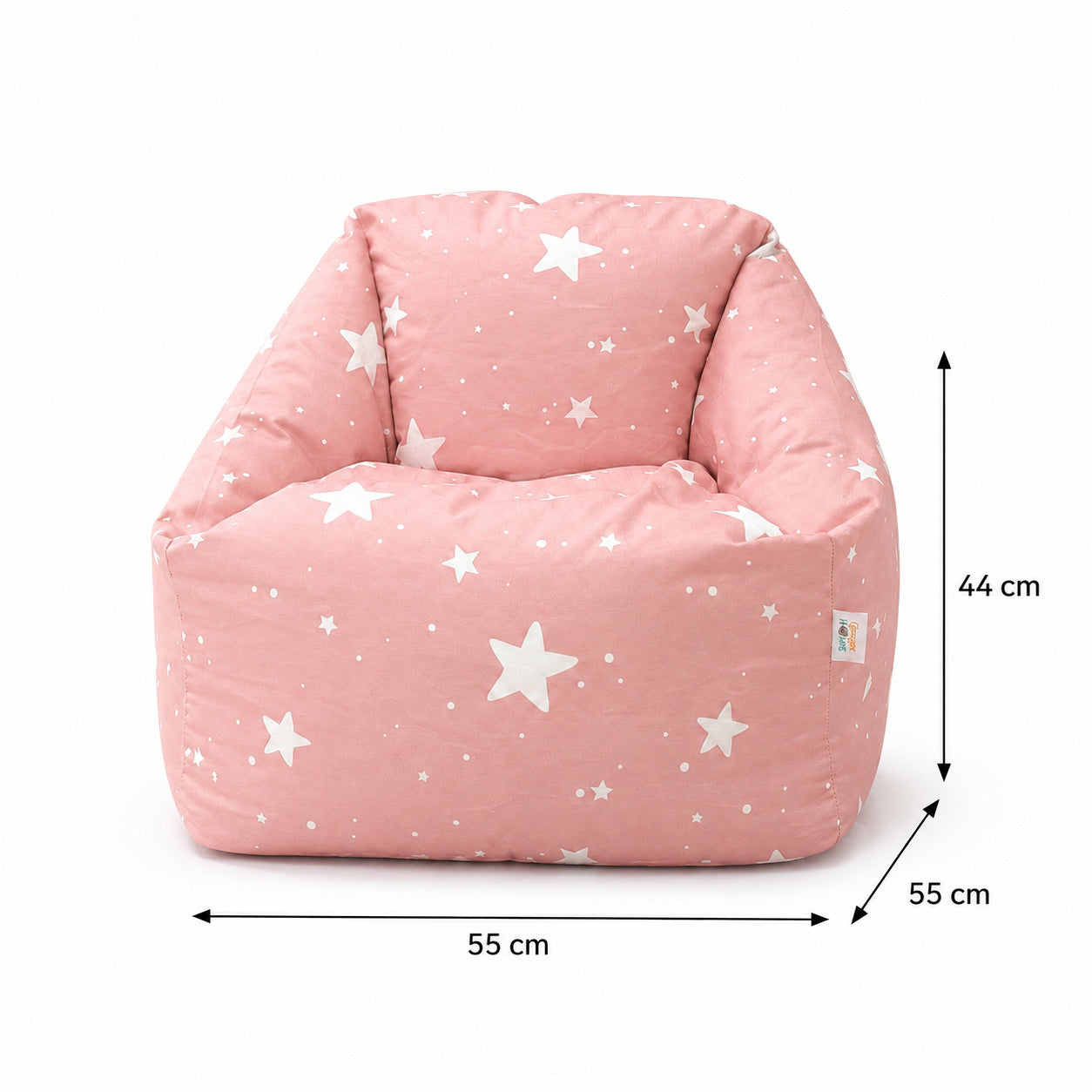 Розов детски пуф кресло GINGER HOME Little Stars с размери 55x55x44 см