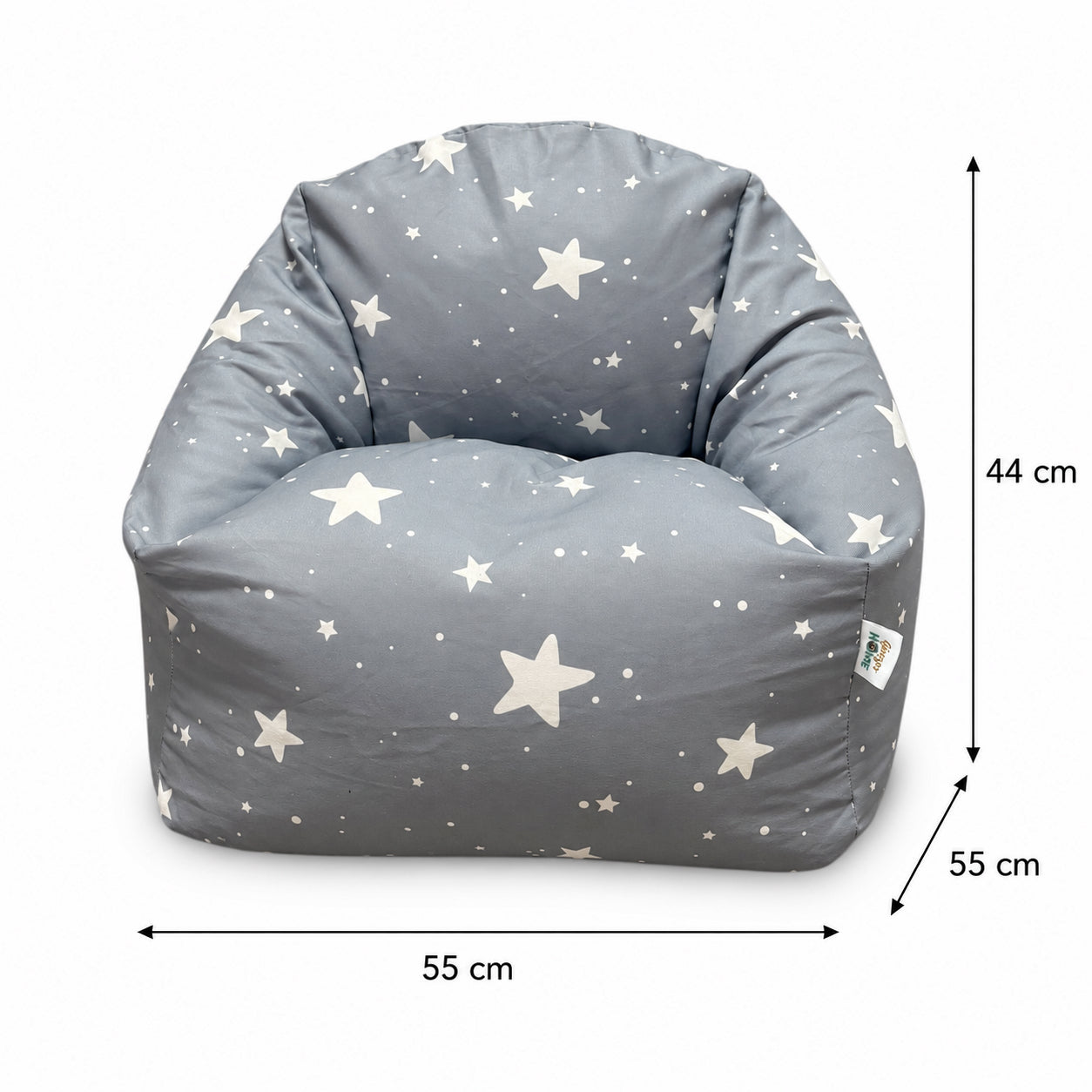 Детски Пуф Кресло GINGER HOME Little Stars С Размери 55x44x55 см, Сив Барбарон Със Звезди