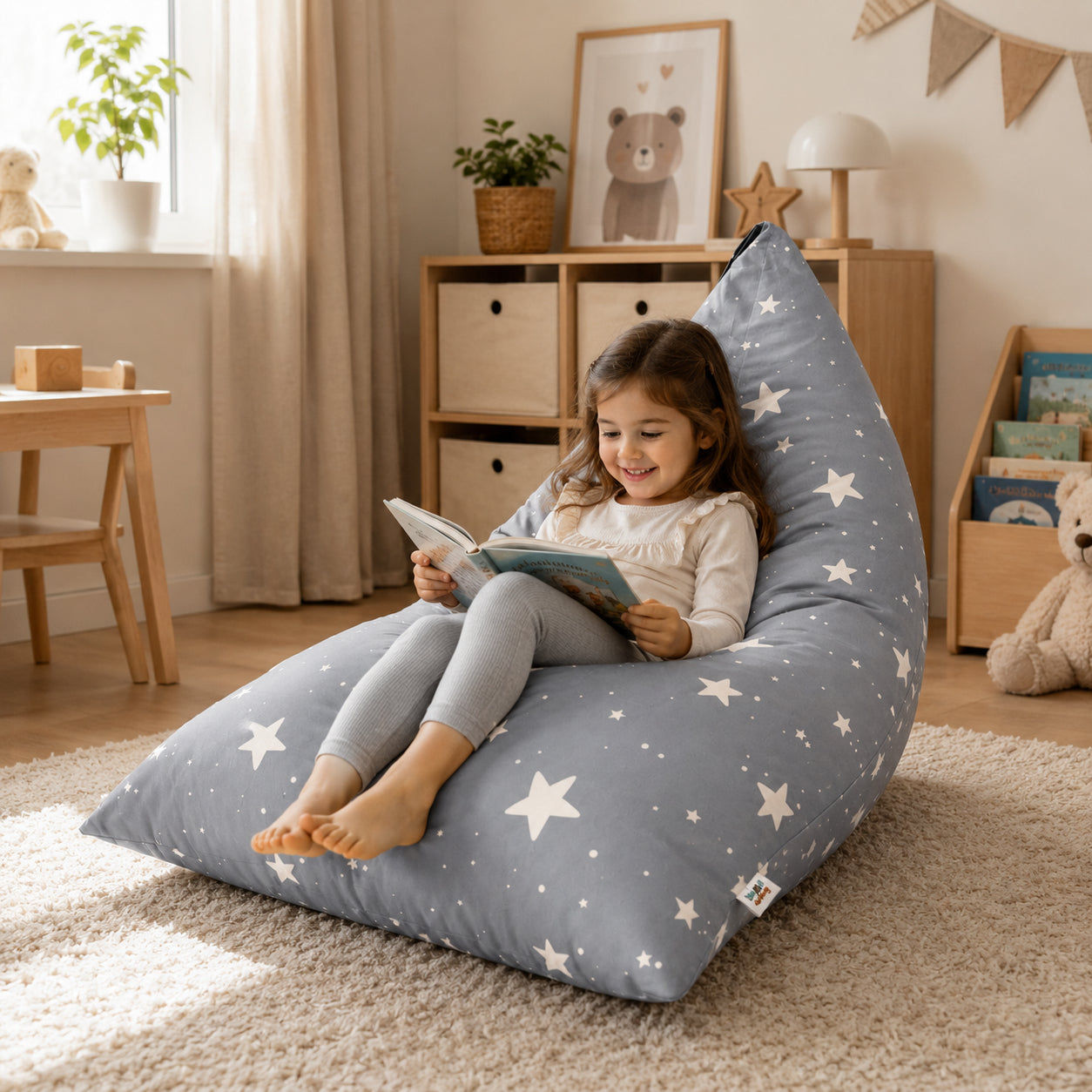 Сив Детски Барбарон GINGER HOME Little Stars със звезди в уютна детска стая