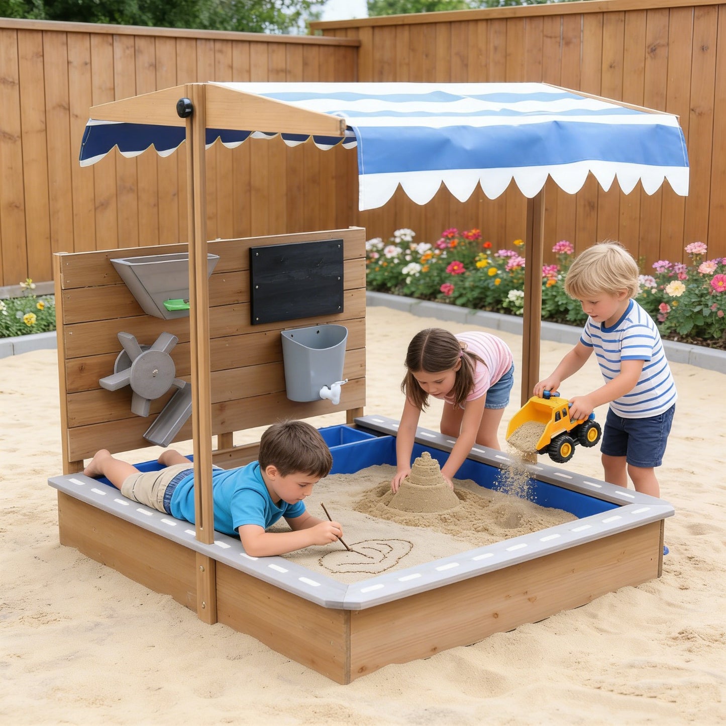 Детски пясъчник GINGER HOME за игра на открито с пясък и аксесоари
