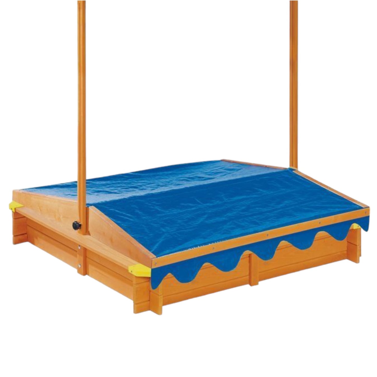 Детски пясъчник GINGER HOME, с регулируемeм, водоустойчив сенник-покривало anti-UV 30, дървен, 117х117 см