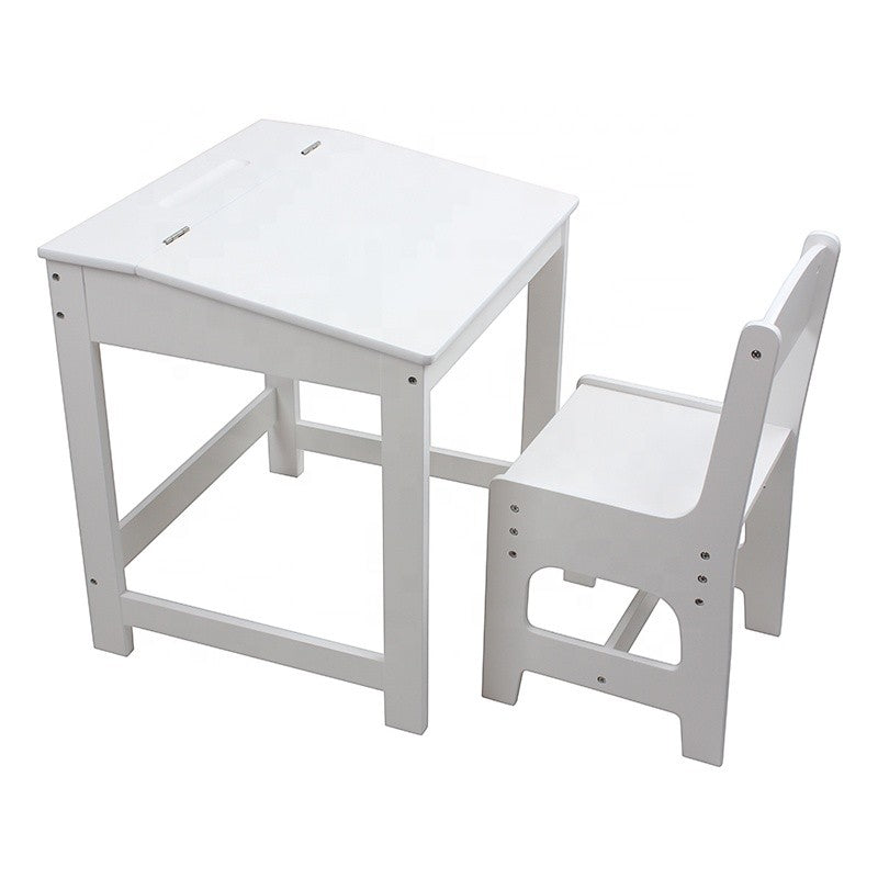 Бяло детско бюро със столче GINGER HOME TF6622 с повдигащ се плот за съхранение и учебни принадлежности