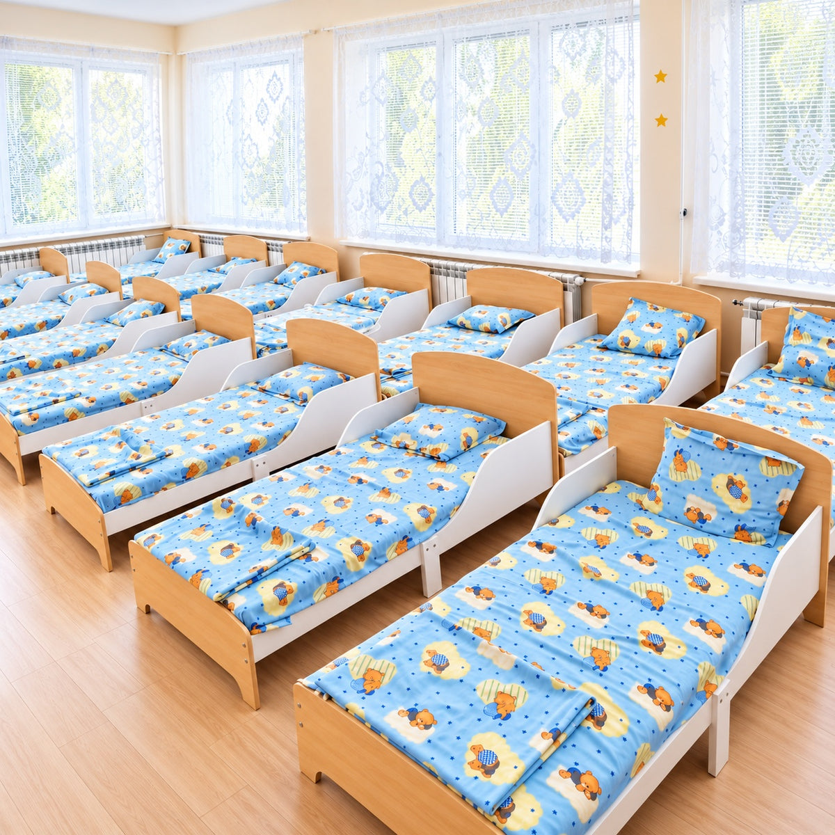 Детско Дървено Легло със Защита и Подматрачна Рамка 140/70 см – GINGER HOME